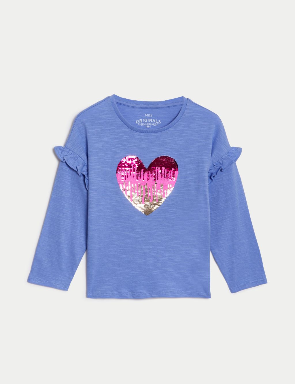 Pure Cotton Reversible Sequin Heart Top (2-8 Yrs) image 2