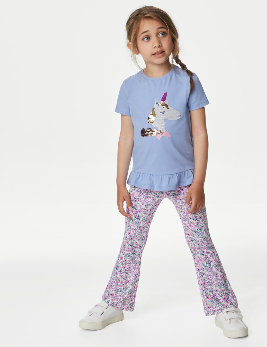 Pure Cotton Sequin Unicorn T-Shirt (2-8 Yrs) image 1