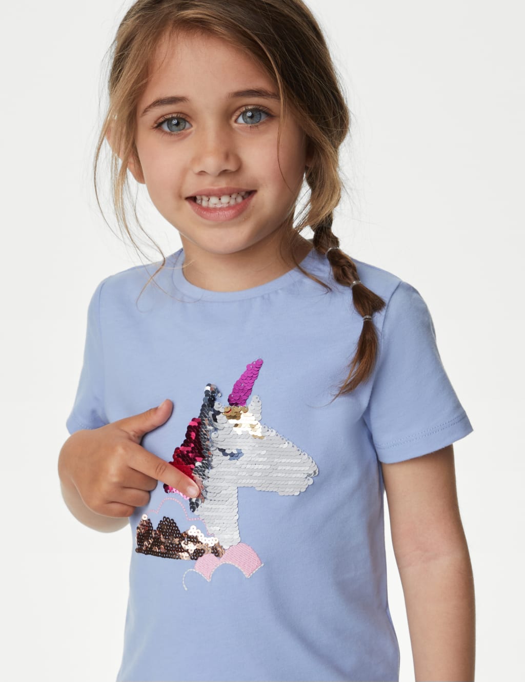 Pure Cotton Sequin Unicorn T-Shirt (2-8 Yrs) image 3