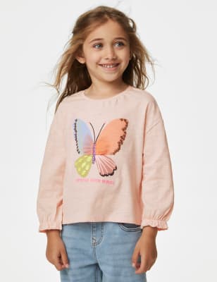 Pure Cotton Embroidered Butterfly Top (2-8 Yrs)