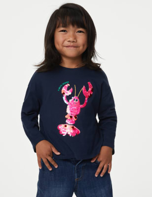 

Girls M&S Collection Pure Cotton Sequin Lobster Top (2-8 Yrs) - Navy, Navy