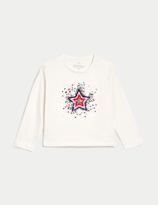 Pure Cotton Star Reversible Sequin Top (2-8 Yrs)