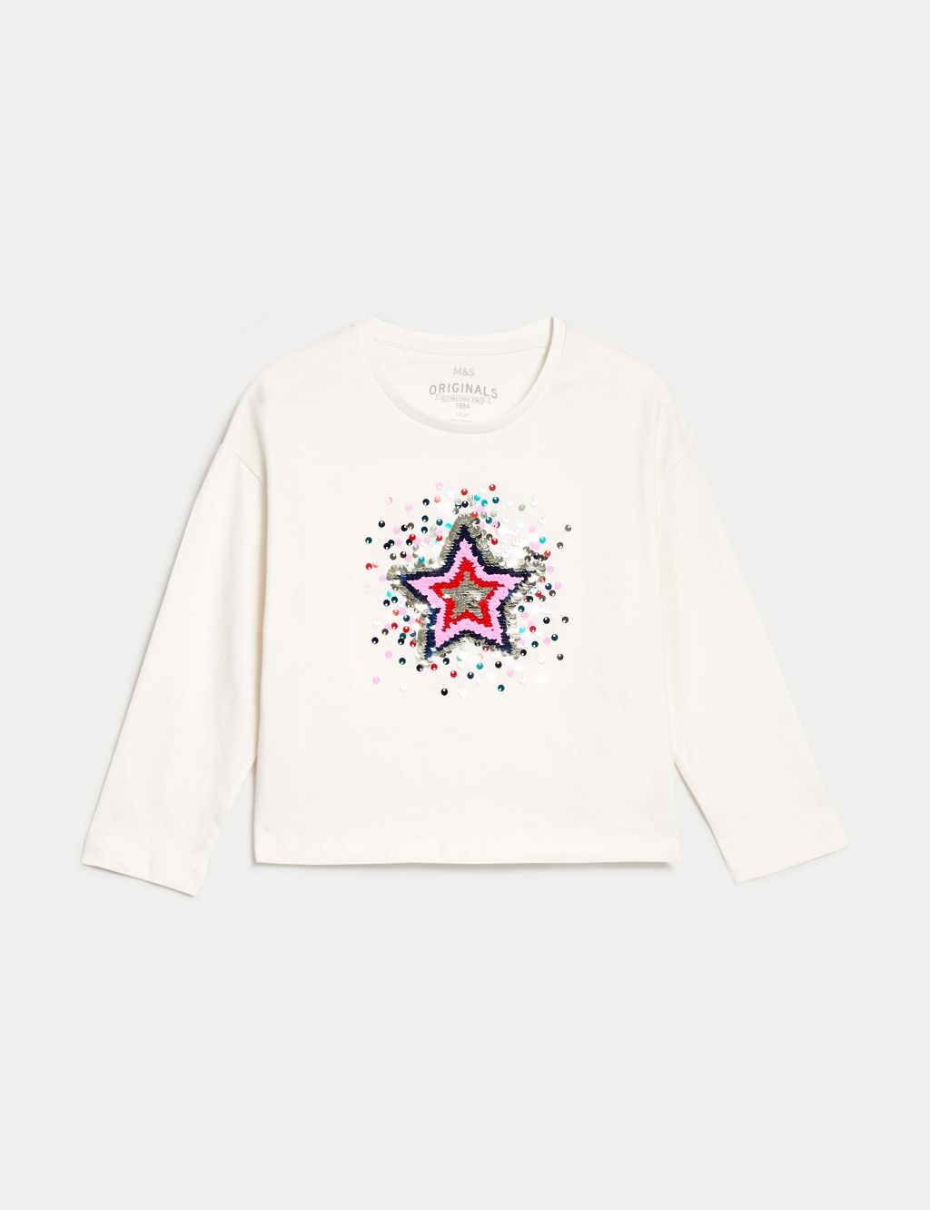 Pure Cotton Star Reversible Sequin Top (2-8 Yrs) image 2