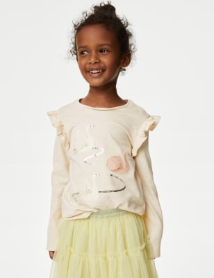 

Girls M&S Collection Pure Cotton Applique Swan Top (2-8 Yrs) - Calico, Calico