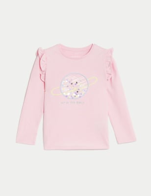 Pure Cotton Space Sequin Top (2-8 Yrs)