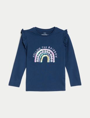 Pure Cotton Rainbow Sequin Top (2-8 Yrs)
