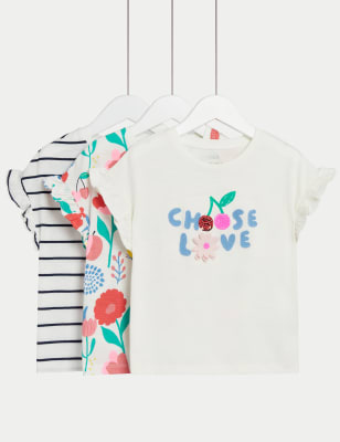 3pk Pure Cotton Printed T-Shirt (2-8 Yrs)