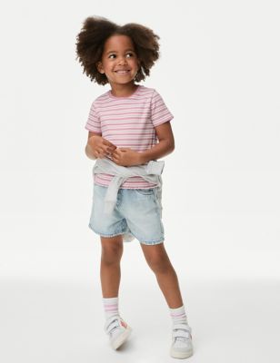 

Girls M&S Collection Cotton Rich Ribbed Striped T-Shirt (2-8 Yrs) - Pink, Pink