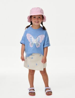 M&S Girls Pure Cotton Butterfly T-Shirt (2-8 Yrs) - 2-3 Y - Blue, Blue
