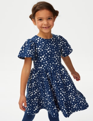 2pc Floral Jumper Dress & Tights Outfit (2-8 Yrs)