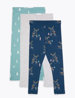 Lot de 3&nbsp;leggings &agrave; imprim&eacute; festif (du 3&nbsp;mois au 7&nbsp;ans)