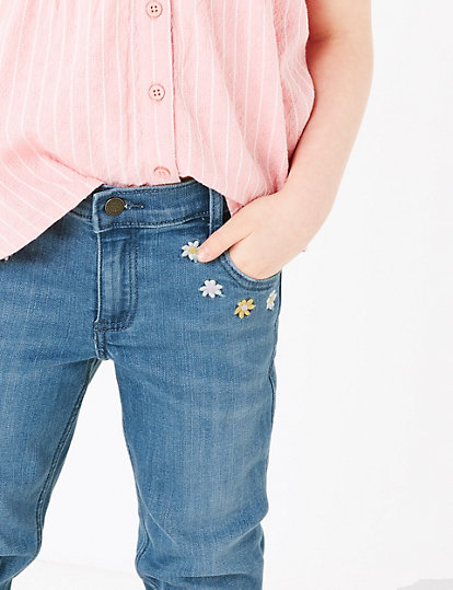 Denim Floral Embroidered Jeans (2-7 Yrs)