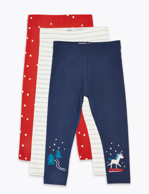 Lot de 3&nbsp;leggings &agrave; imprim&eacute; de No&euml;l (du 3&nbsp;mois au 7&nbsp;ans)