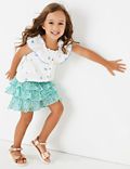 Pure Cotton Floral Ruffled Skort (2-7 Yrs)