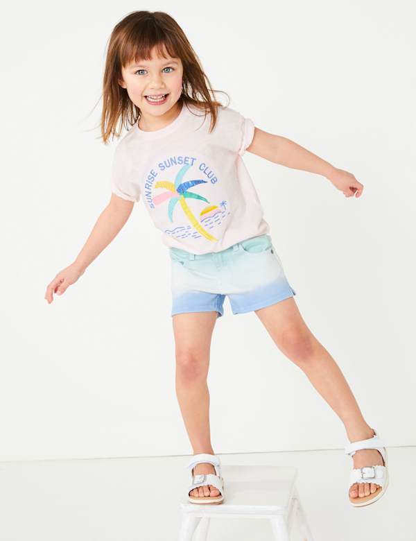 Denim Blue Ombre Shorts (2-7 Yrs)