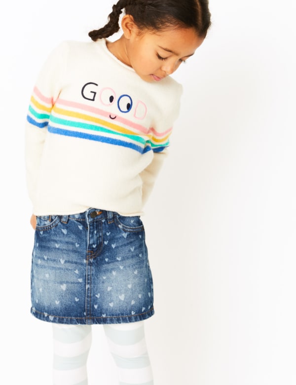 Denim Laser Heart Skirt (2-7 Yrs)