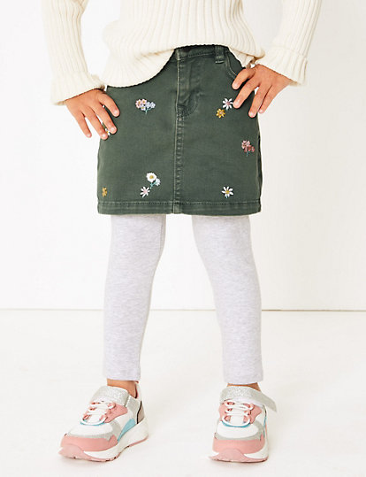 Denim Floral Embroidered Skirt (2-7 Years)