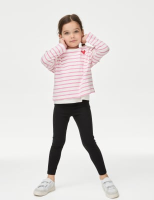 7pk Cotton Rich Plain Leggings (2-8 Yrs), M&S Collection