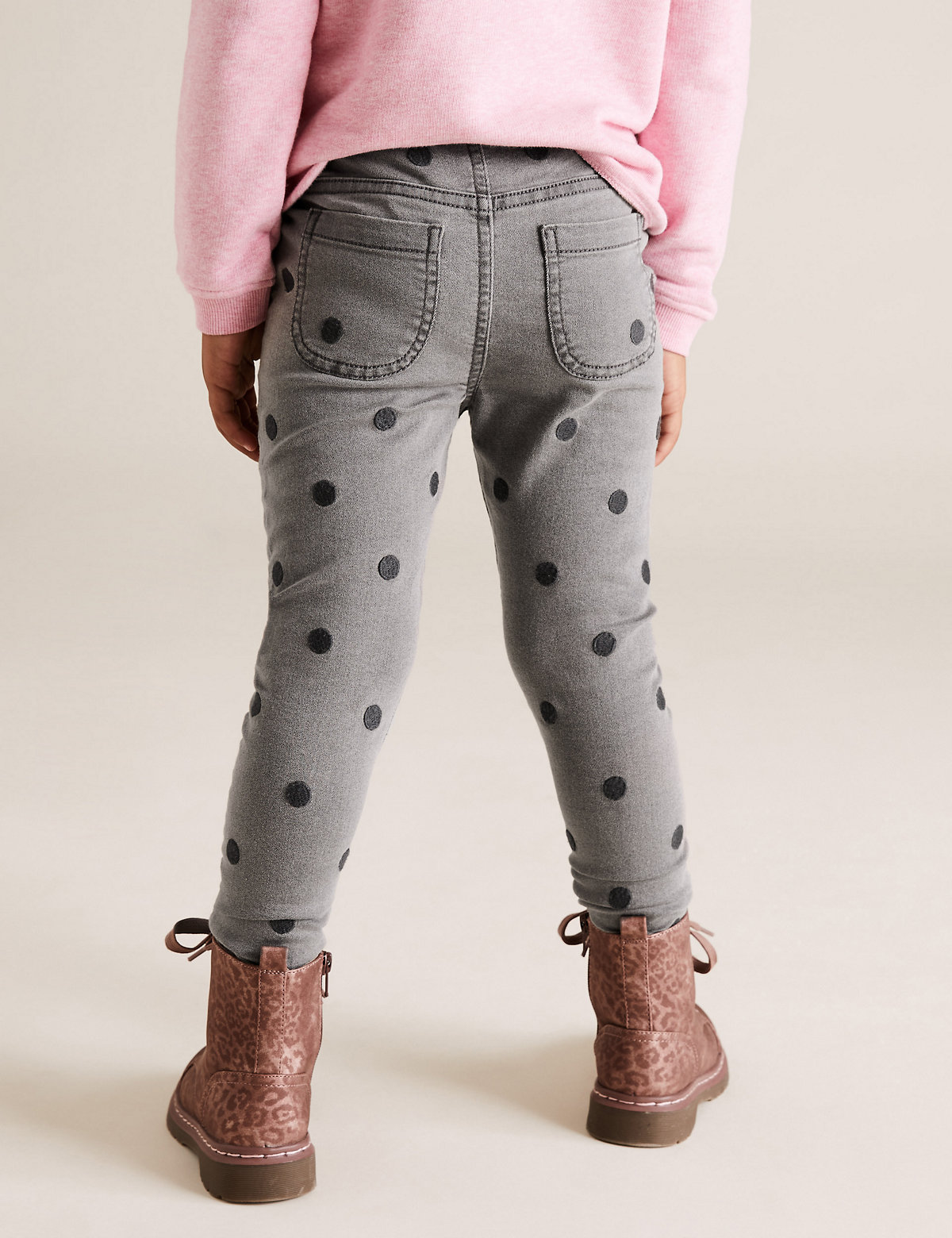 Cotton Embroidered Spotted Jeggings (2-7 Yrs)