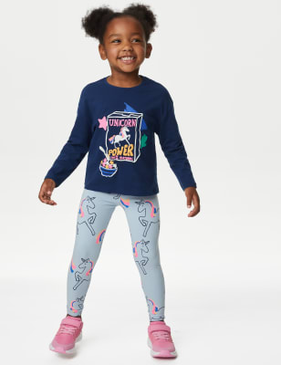 Leggings en coton motif licorne du 2 au 8 ans