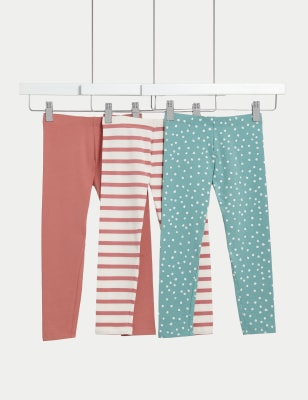 M&S Printed Leggings, 3 Pack, 0 Months-3 Years