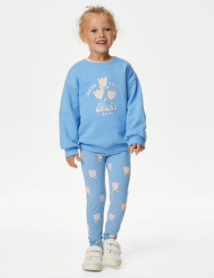 

Girls M&S Collection Cotton Rich Floral Leggings (2-8 Yrs) - Blue, Blue