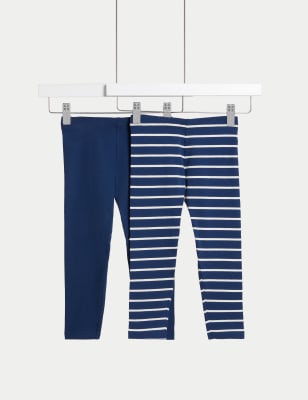 2pk Cotton Rich Striped Leggings (2-8 Yrs) - NZ