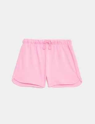 M&S Girl's Pure Cotton Runner Shorts (2-8 Yrs) - 7-8 Y - Bright Pink, Bright Pink,Turquoise,Bright C