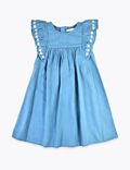 Chambray Embroidered Dress (2-7 Yrs)