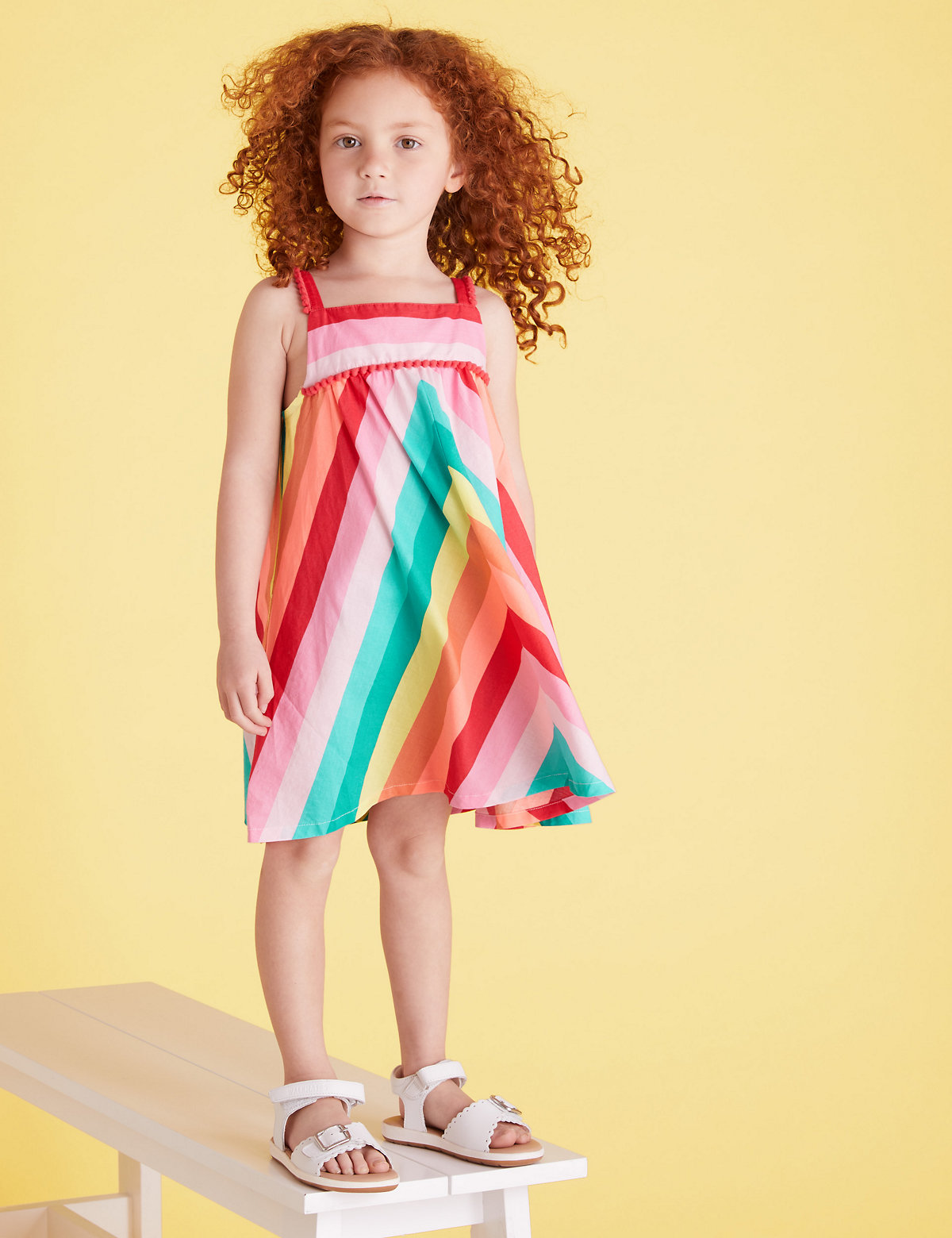 Pure Cotton Rainbow Striped Dress (2-7 Yrs)
