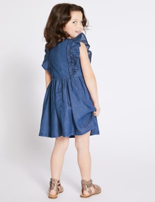 Denim dress best sale with frill