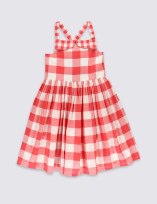 Pure Cotton Checked Dress (1-7 Years) | M&S