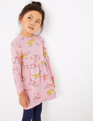 Robe 100&nbsp;% coton &agrave; imprim&eacute; renard (du 3&nbsp;mois au 7&nbsp;ans)