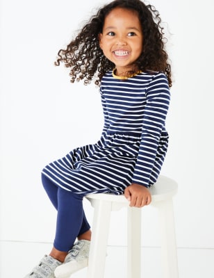 Robe 100&nbsp;% coton &agrave; rayures marines (du 3&nbsp;mois au 7&nbsp;ans)