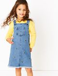 Denim Embroidered Bee Pinny (2-7 Yrs)