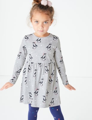 Robe en coton &agrave; motif pingouin (du 3&nbsp;mois au 7&nbsp;ans)