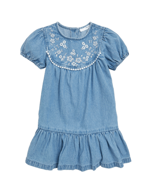 

Girls M&S Collection Denim Embroidered Dress (2-7 Yrs), Denim