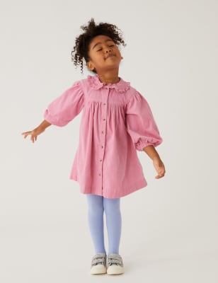 

M&S Collection 2-teiliges Set aus Cordkleid und Strumpfhose mit hohem Baumwollanteil (2-8 J.) - Pink, Pink