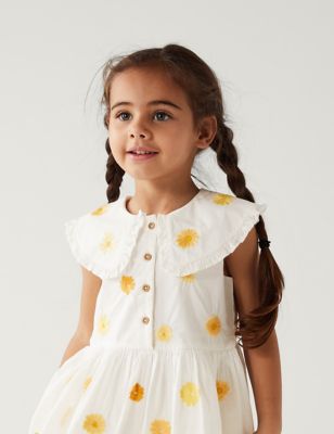 leider etiquette Ontwaken Zuiver katoenen jurk met bloemmotief (2-8 jaar) | M&S BE