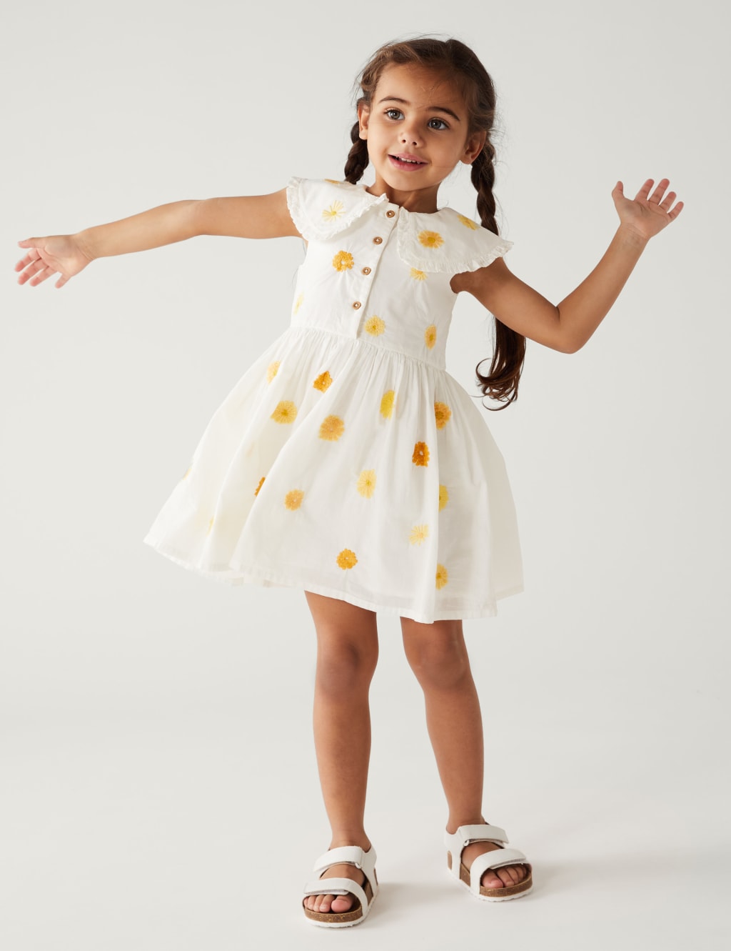Pure Cotton Floral Dress (2-8 Yrs) image 2