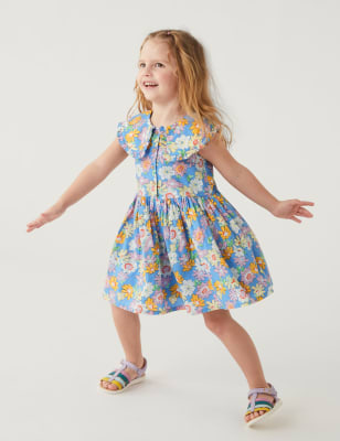 

M&S Collection Geblümtes Kleid aus reiner Baumwolle (2-8 J.) - Blue, Blue