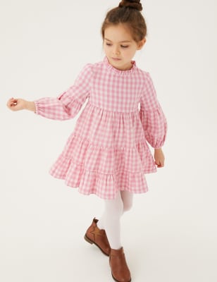 

M&S Collection Conjunto de 2 piezas con vestido de cuadros y medias (2-7 años) - Pink, Pink