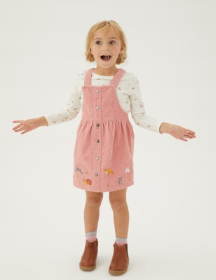 

M&S Collection Conjunto de 2 piezas 100% algodón con pichi bordado (2-7 años) - Pink, Pink