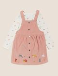 2pc Pure Cotton Embroidered Pinafore Outfit (2-7 Yrs)