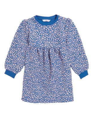 

M&S Collection Vestido floral de algodón acolchado (2-7 años) - Blue Mix, Blue Mix