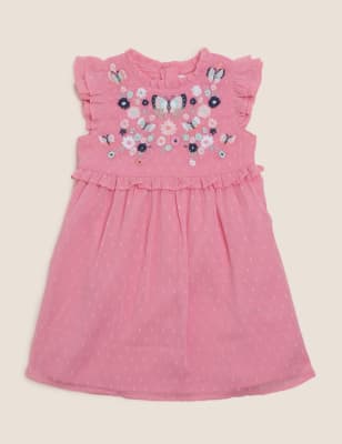 

Girls M&S Collection Floral Embroidered Dress (2-7 Yrs) - Pink, Pink