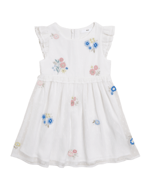 

Girls M&S Collection Chiffon Floral Dress (2-7 Yrs) - White, White