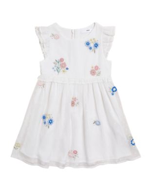 M&S Girls Chiffon Floral Dress (2-7 Yrs)
