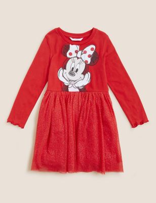 M&S Girls Minnie Mouse  Cotton Rich Dress (2-7 Yrs)
