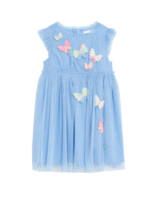 

Girls M&S Collection Butterfly Applique Tulle Dress (2-8 Yrs) - Blue, Blue